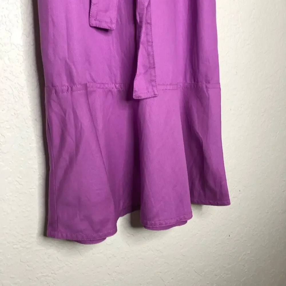 Ann Taylor purple linen blend belted ruffled midi skirt size 8 NWT
